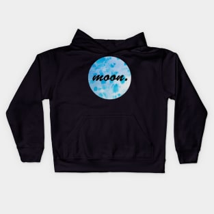 Blue watercolor circle moon Kids Hoodie